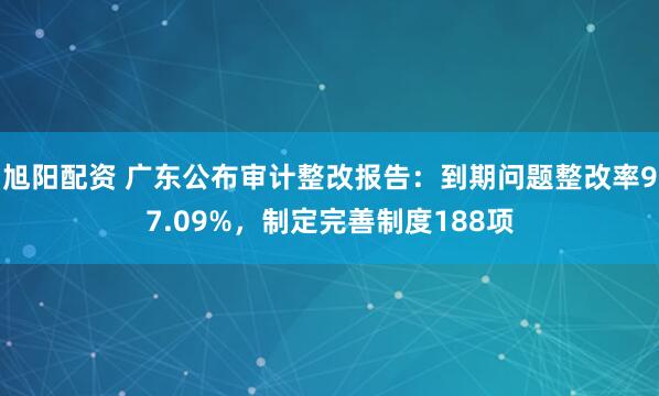 旭阳配资 广东公布审计整改报告:到期问题整改率97.09%,制定完善制度188项
